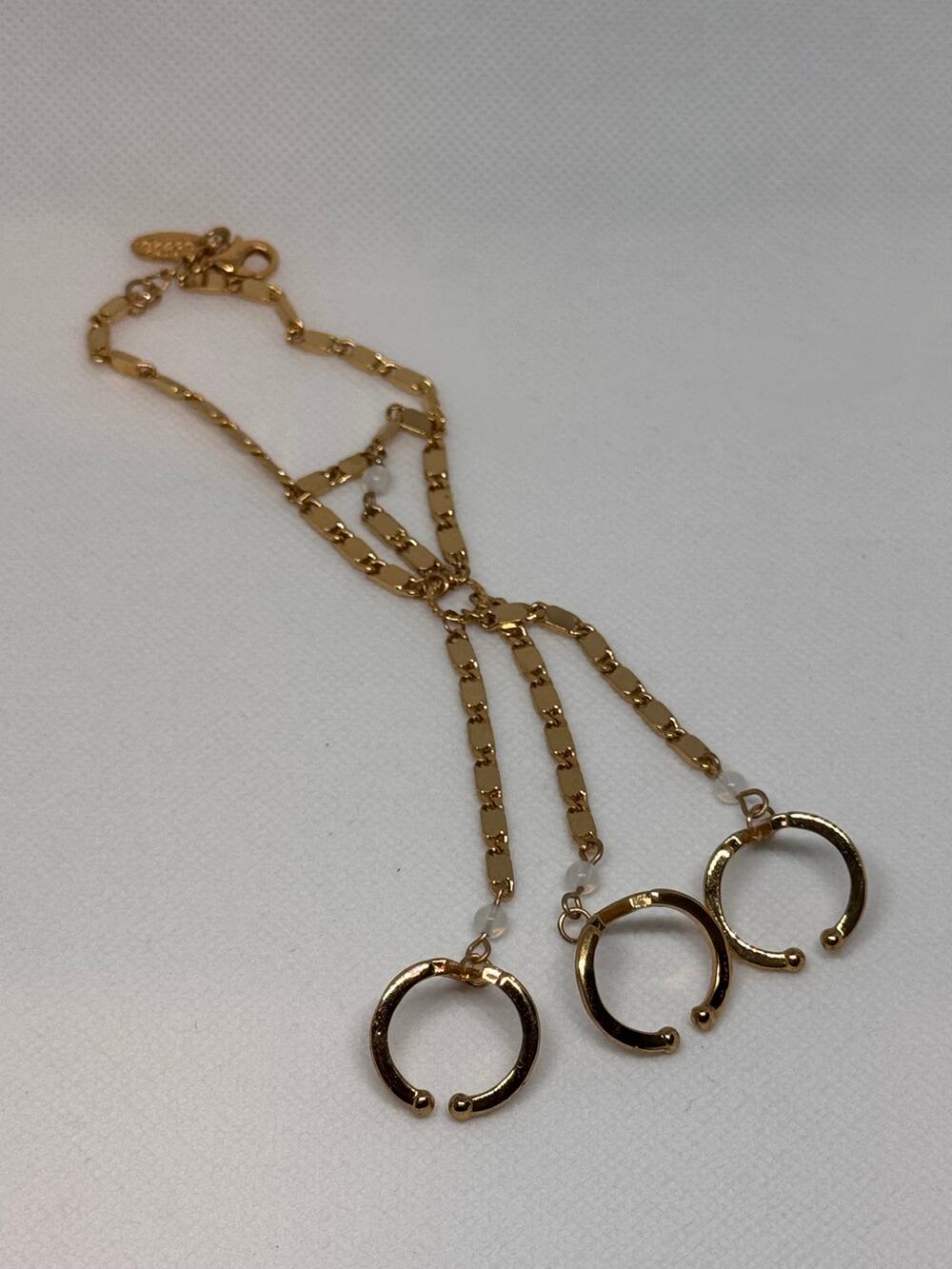 NEW ETTIKA ANTHROPOLOGY Gold-Tone 3-Rings Chain Bracelet